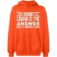 thumbnail image 2 of OXI Hoodie Sweatshirt - I Doubt Liqour is The Answer, Basic Casual Hoodie for Men's and Women Fleece Hoodie Long Sleeve - Orange Small, 2 of 3