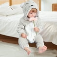 thumbnail image 4 of Newborn Infant Baby Boy Girl Romper Long Sleeve Flannel Jumpsuit Outfits Cute Hooded Zipper Winter Warm Fleece Soft Onesie Playsuit Outfit, 4 of 4