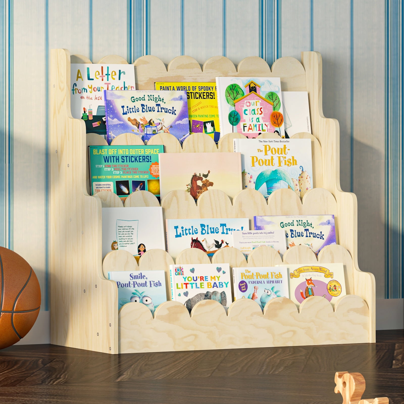 Hironpal 4-Tier Kids Bookshelf, Montessori Wood Bookcase for KidsRoom,Bedroom,Playroom,Gift for Boys&Girls,Natural