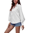 thumbnail image 3 of Txlixc Blusa de mujer, camisa de botón de manga larga con solapa de color sólido Txlixc moda, 3 of 4