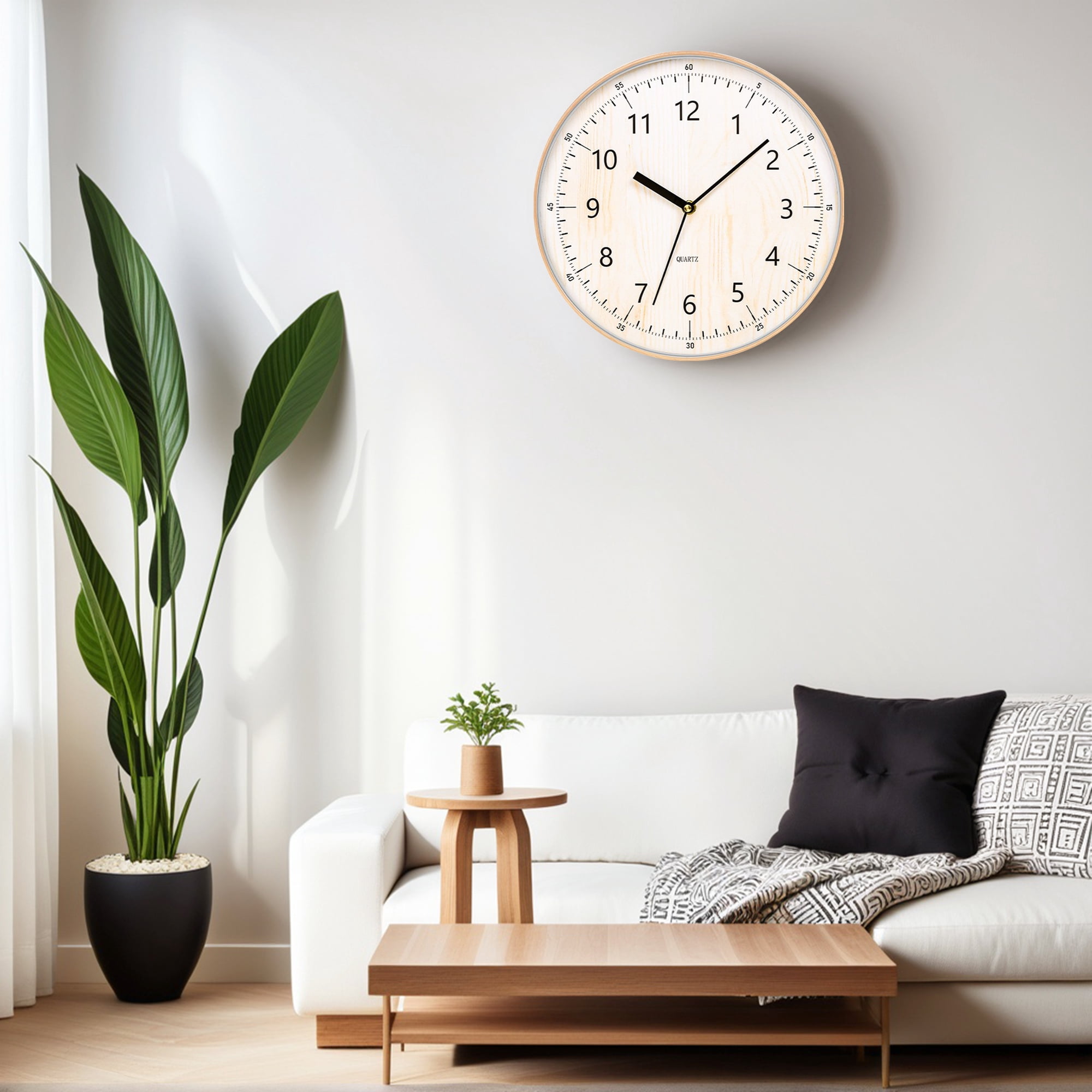 Unique Bargains Silent Non Ticking Battery Operated Wall Clock Gold Texture 12 Inch