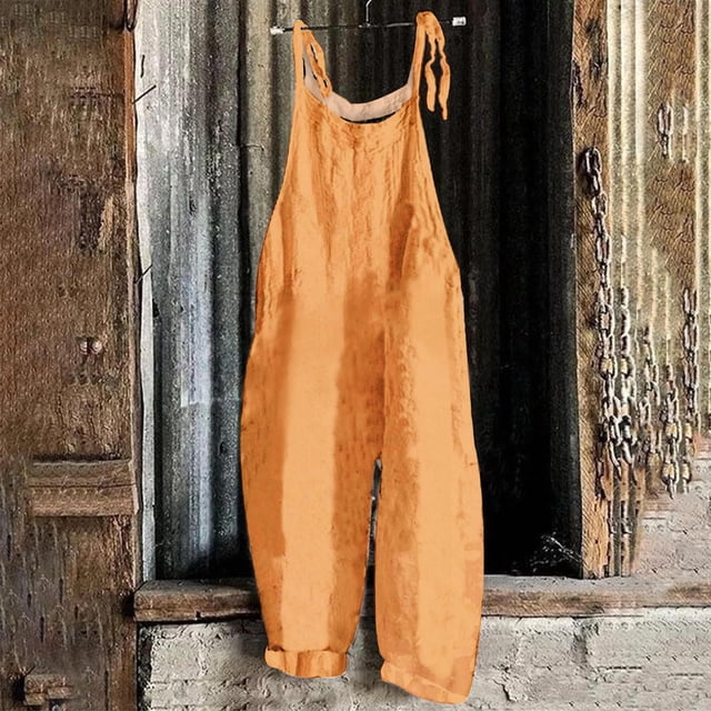 Baikeli Cheap Summer Rompers for Women Dressy Jumpsuits for Women Plus Size Rompers Adjustable Sling Strap Overalls Loose Fit Outfits with Pockets Women's Tracksuits Romper