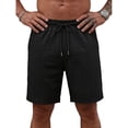 thumbnail image 5 of Lounge Sweat Shorts for Men Cable Knit Drawstring Shorts Elastic Waist Casual Short Pants Solid Lightweight Summer Bermuda Shorts Vacation Beach Wear, 5 of 6