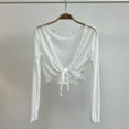 thumbnail image 3 of Oplxuo Women Mesh Crop Top Y2K Tie Front Tops Rave Top Sheer Cardigan Sexy V Neck Outfits, 3 of 3