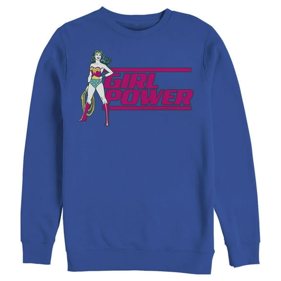 Men's Justice League Girl Power Lasso Text Poster  Sweatshirt Royal Blue Medium