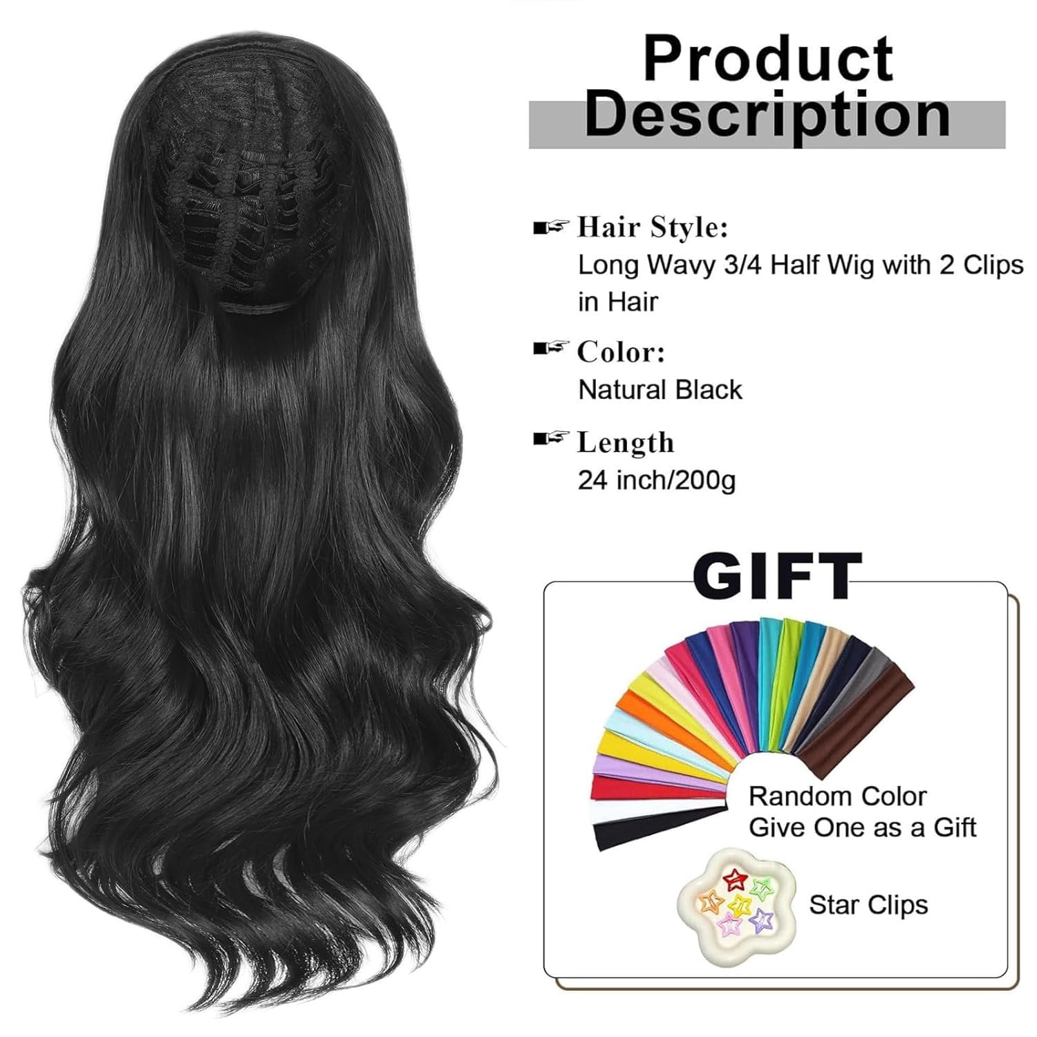 Half Wig 24 Inches Long Wavy Blonde Wig Clip in Half  Synthetic Fibers Wigs Hair Extensions for Women Quick Weave Self Styled in 60 Seconds Half Wigs