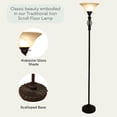 thumbnail image 5 of LIGHTACCENTS Bronze Floor Lamp with Alabaster Glass Bowl Shade for Living Room Decor - Torchiere Floor Lamps- Tall Floor Lamp - Traditional Iron Scrollwork Unique Floor Lamp for Living Room, 5 of 10