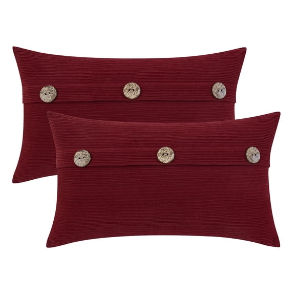 Fundas de cojín HWY 50 de chenilla roja burdeos, 30 x 50 cm, paquete de 2