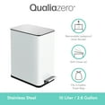 thumbnail image 3 of (2 pack) Qualiazero 2.6 Gallon Trash Can, Stainless Steel Step On Bathroom Trash Can, White, 3 of 12