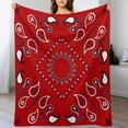 thumbnail image 4 of Red Paisley Bandana-1 Blanket for Bed Throw Blanket for Women, Men And Kids Super Soft Plush Blanket Throw, Print Blanket, Blanket for Kids, 4 of 7