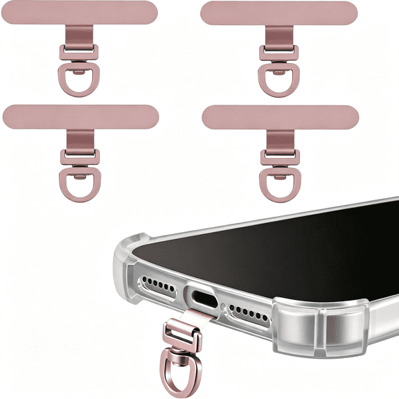 GJX 360° Rotating Stainless Steel Phone Tether Tab(4-Pack), Universal for Phones, Fit Wristbands, Necklaces & Crossbody Straps Phone Tether Tab (Rose Gold)