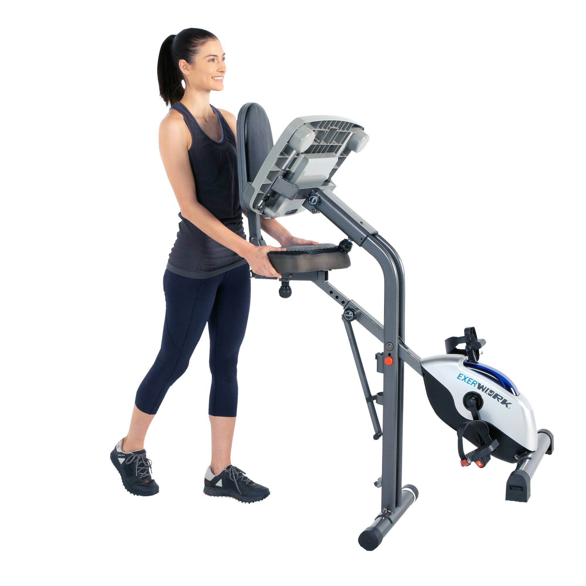 Exerpeutic Exerwork 2000i Bluetooth Folding Exercise Desk Bike with 24 Workout Programs and Free App