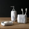 Better Homes & Gardens 3-Piece Resin Sculpted Marble Look Bath Accessory Set, White