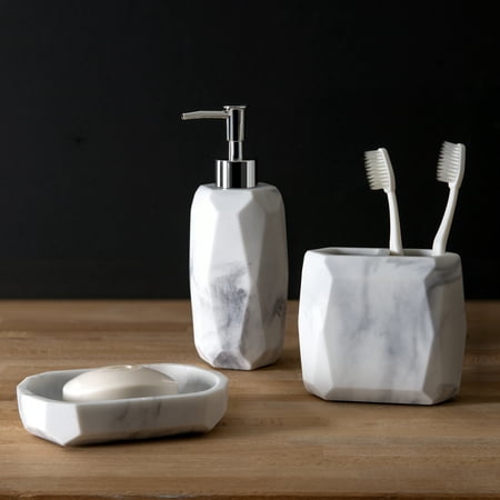 Sculpted Marble 3 Piece Resin Bath Accessory Set, off-White by Better Homes & Gardens