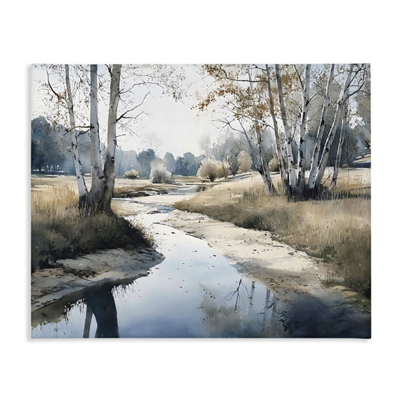 Stupell Industries Coastal Birch Tree Creek in Autumn Canvas Art, 20 x 16, by Franklyn Gregory