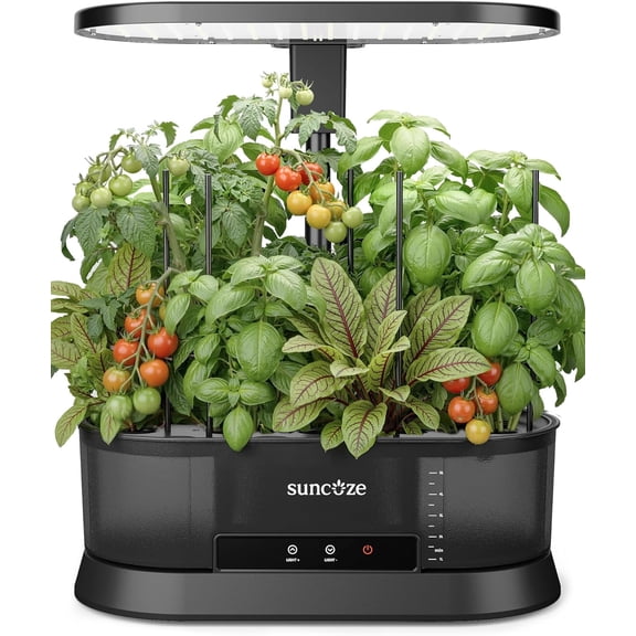 SUNCOZE Hydroponics Growing System with Removable Tank, 12 Pod Indoor Herb Garden with 36W LED Grow Light, 5L Water Tank, Adjustable Height up to 21.6", Black