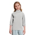 thumbnail image 2 of LOCHEX Girls Clothes Clearance Warm Knit Sweater Pullover Long Sleeve Soft Turtleneck High Neck Solid Children Autumn Sweater,Gray,Gray 8-9, 2 of 7
