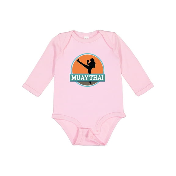 Inktastic Muay Thai Kickboxing Girls Long Sleeve Baby Bodysuit