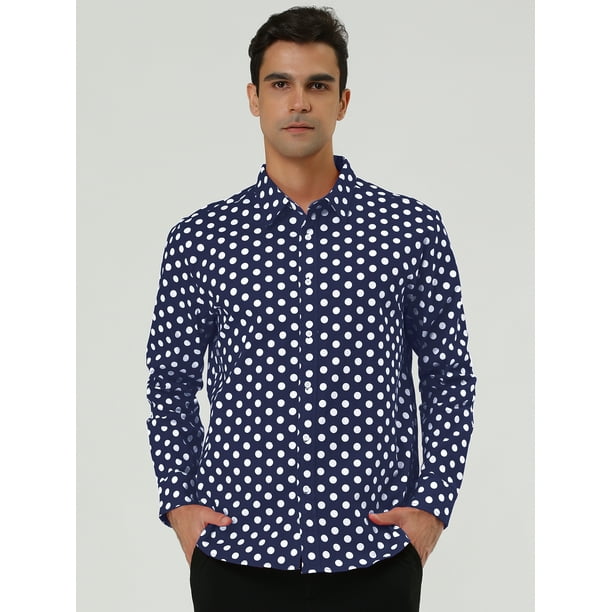 Camisa azul con lunares blancos hombre sale
