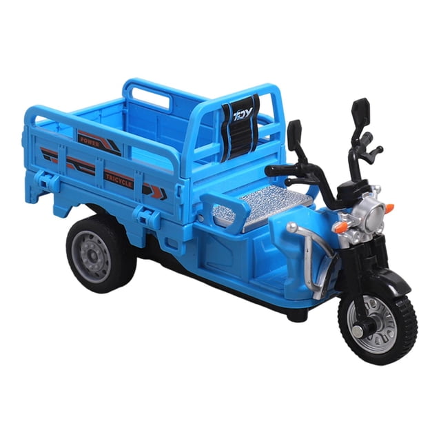 arctrm Pull Back Car Tricycle Miniature Toy Ornament Friction Powered Hand Push Vehicle blue