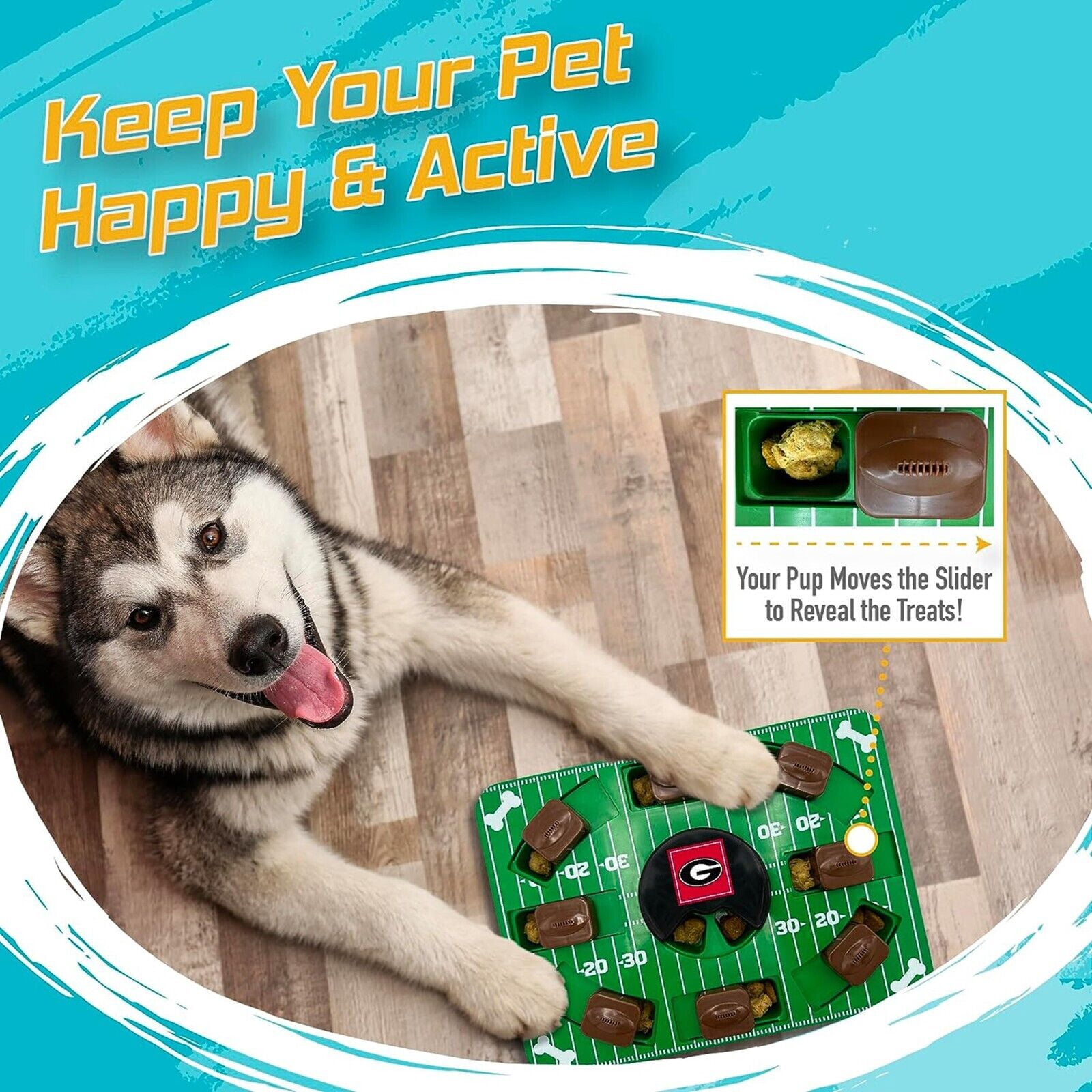 Pets First NCAA Georgia Bulldogs Puzzle Toy, Puzzle Treat Dog Toy, Interactive Dog Treat Toy, Dog Puzzle Feeding Slow Toy
