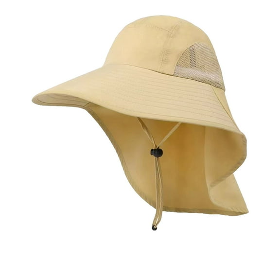 BYHONG Breathable Outdoor Sun Hat for Men with 50 upF Cap Wide Brim Fishing Hat with Neck Sun Hats Beige
