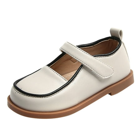 

Kids Fashion Autumn Casual Shoes Flat Round Toe Lightweight Solid Color Buckle Dress Shoes Simple Style