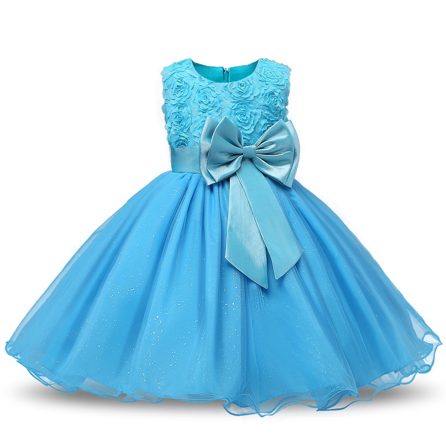 Fomann - Girls Dress Kids Mesh Flower Dress Children's Lace Ball Gown ...