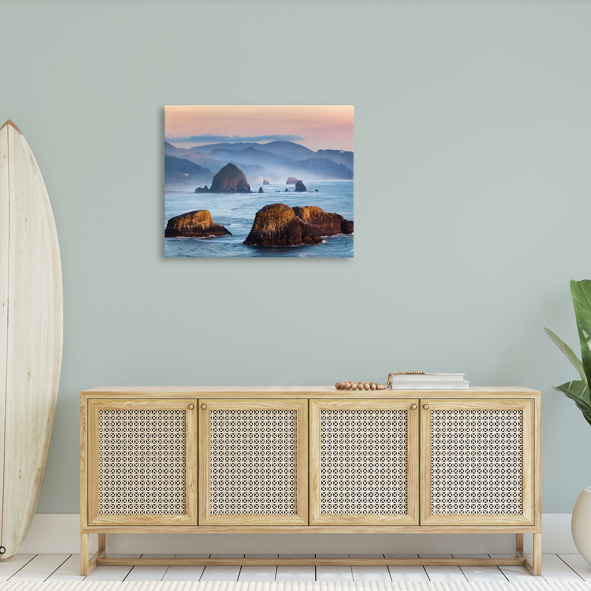 Stupell Industries Ocean Cliffs with Mountains Landscape Photography Gallery Wrapped Canvas Art Print Wall Art, 40 x 30
