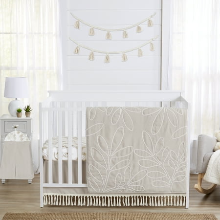 UPC: 0846480085454 | Boho Botanical Leaf Linen 4 Piece Crib Bedding Set by Sweet Jojo Designs