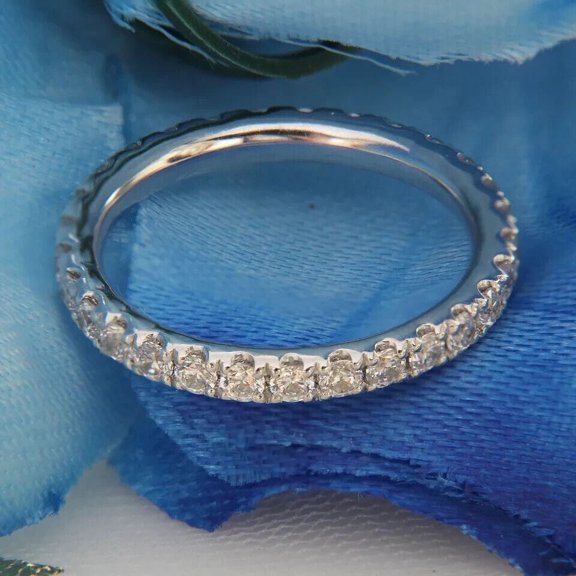 2 Ct Round Cut Lab-Created Diamond Eternity Wedding Band Ring in 14K White Gold Plated