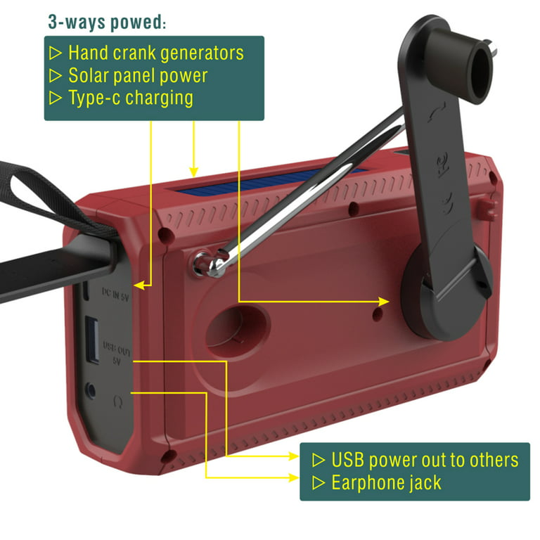 3 in 1 Solar Emergency Charger Hand Crank Generator