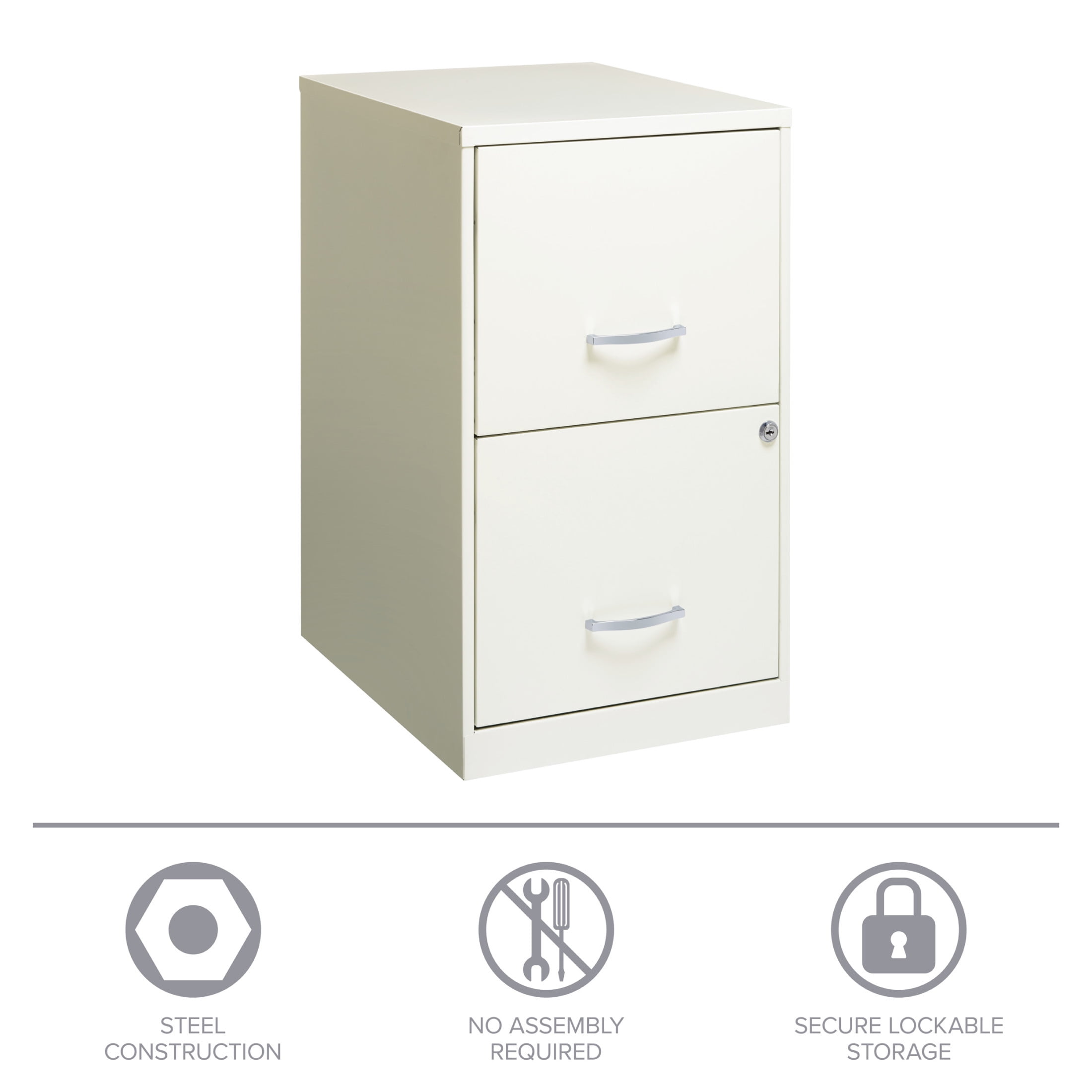 Space Solutions 18" Deep 2 Drawer Letter Width Vertical File Cabinet, White