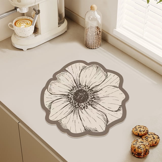 TIMIFIS Bathroom Rugs Countertop Diatomite Water Absorbing Drying Mat Hand Washing Countertop Heat Insulation Mat Abrasion Kitchen Draining Mat Bath Mat