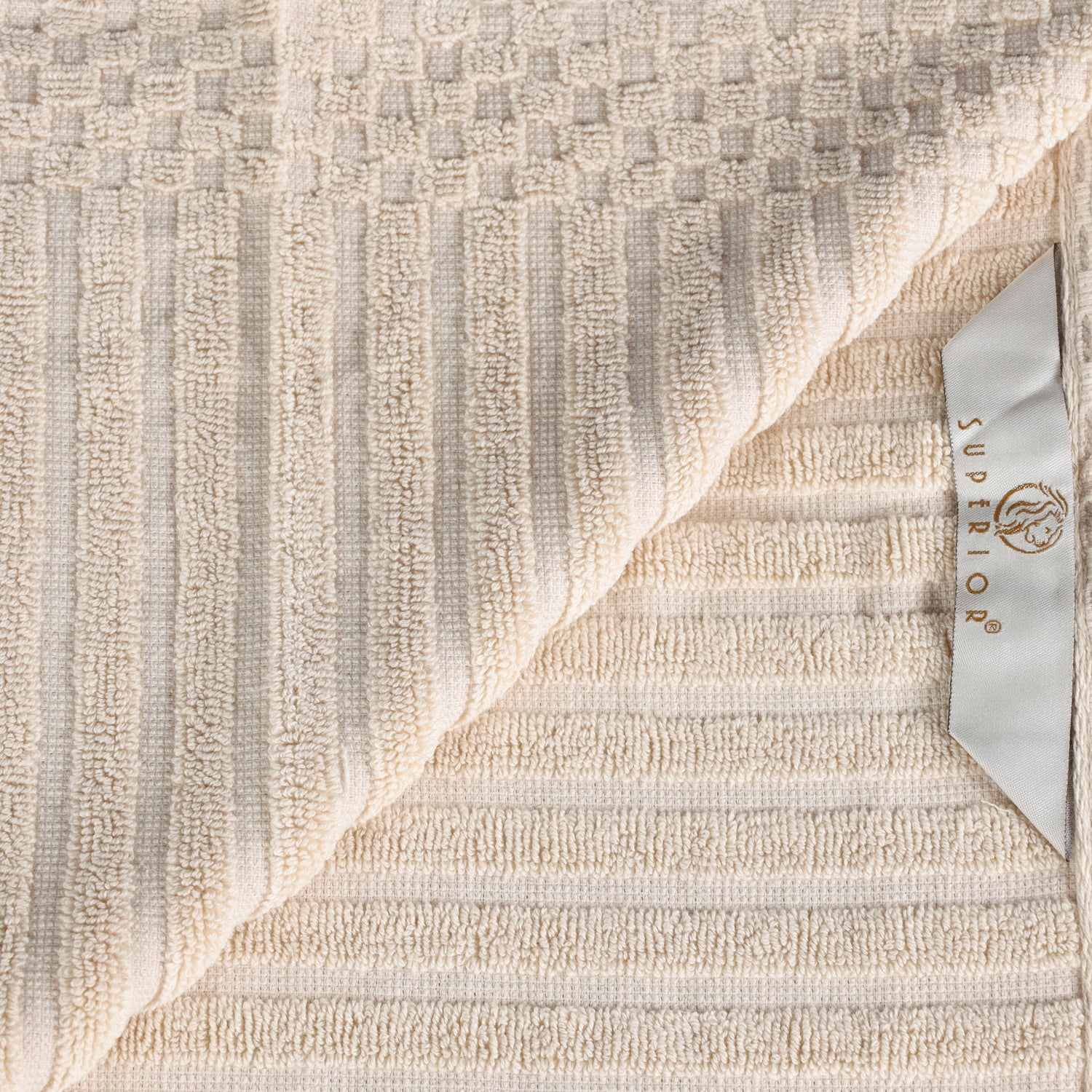 Superior Ribbed Cotton 6-Piece Ivory Bath Sheet/ Hand Towel Set