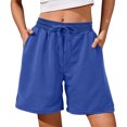 thumbnail image 3 of Women's 2026 Summer Casual Shorts with Pocket Elastic High Waisted Wide Leg Beach Shorts Blue L, 3 of 8