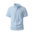 thumbnail image 3 of LTTVQM Men's 2026 Casual Button Down Short Sleeve Shirts Summer Beach Wedding Shirt Vacation Cotton Shirts Light Blue XL, 3 of 9