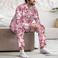 thumbnail image 7 of Naloa Rose Rabbit Men’s Pajamas Set - Long Sleeve Button Down Sleep Shirt and Pajama Bottoms Sleepwear Set-Medium, 7 of 7