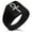 Black, variant on Stainless Steel Egyptian Ankh Cross Needle Stripe Pattern Biker Style Polished Ring