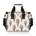 thumbnail image 7 of FORMRS Insulated Cooler Bag 24 Cans Capacity Soft Leakproof Lunch Box with Side Pockets, Brown Ice Cream Pattern, 7 of 7