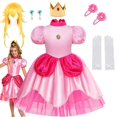 thumbnail image 1 of Disfraz clásico de Anime Con cómic para niñas, vestido de princesa melocotón para carnaval, Cosplay, juego de rol de Halloween, bata de disfraz de melocotón NPC, 1 of 4