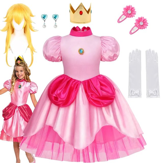 Disfraz clásico de Anime Con cómic para niñas, vestido de princesa melocotón para carnaval, Cosplay, juego de rol de Halloween, bata de disfraz de melocotón NPC