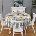 thumbnail image 2 of White Daisy Flower Black Lines Pattern Round Tablecloth 60"x60",Wrinkle Wipeable Table Cloth for Kitchen Dining Room Picnic Patio Party, 2 of 6