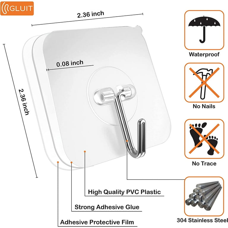 Adhesive Hooks,black Stainless Steel Self Adhesive Bathroom Towel Hooks  Heavy Duty Waterproof Kitchen Shower Wall Sticky Hooks Without Nails For  Robe