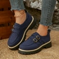 thumbnail image 3 of Rokment Womens Suede Buckles Platform Slip on Penny Loafers Walking Shoes 2026 Fashion Casual Chunky Heels Oxfords Dress Shoes Blue Size 6, 3 of 7