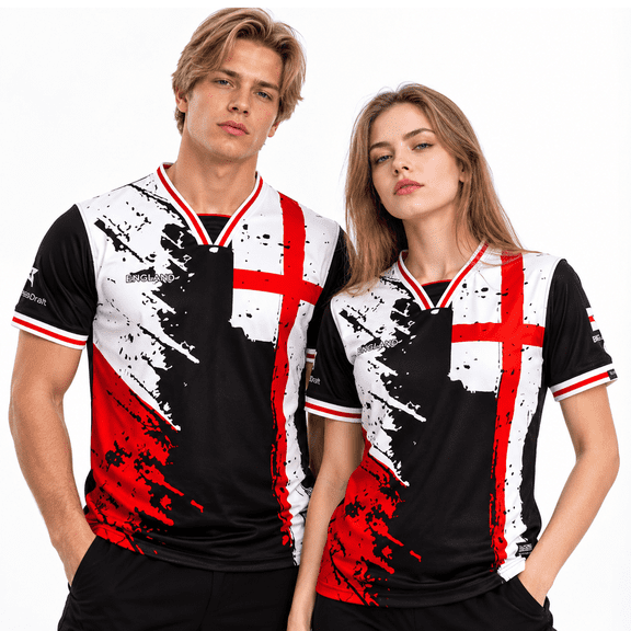 Fox & Fury England V-Neck Soccer Jersey for Men & Women – Adult Unisex Football Shirt, England Fan Shirt