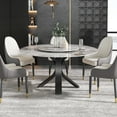 thumbnail image 2 of LovingAHome 53"+23'' Round Faux Marble Dining Table Set White Sintered Stone Top with Black Pedestal, 2 of 7