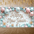 thumbnail image 5 of Colorful Balloons Happy New Year Banner Disco Ball New Year Display Gold Stars Shiny Decorations Festive Backdrop for New Year Party Holiday Celebration Indoor Decor, 5 of 9