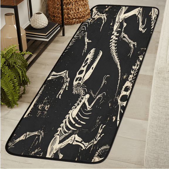 CURLYOOT Dinosaur Skull Runner Rug 2'x6' Washable Kitchen Runner Rug Indoor Non Slip Laundry Rugs Floor Carpet for Hallway Kitchen Entryway Bedroom Living Room