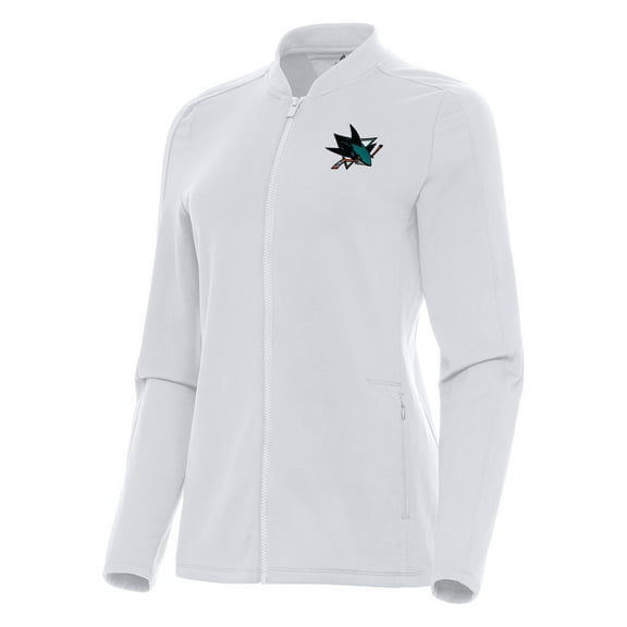 Women's Antigua White San Jose Sharks Continual Full-Zip Jacket